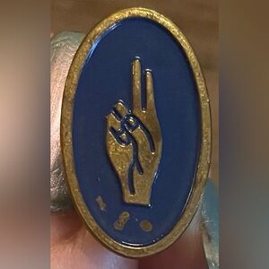Antique Vintage Brownie / Girl Scout Blue Enamel Salute Pin